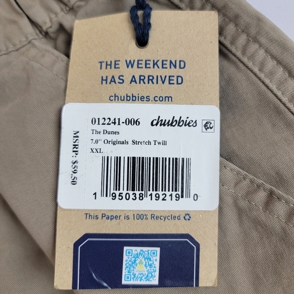 Chubbies  The Dunes Tan Originals Stretch 7" Twill Shorts  Sz XXL NEW - Picture 13 of 13